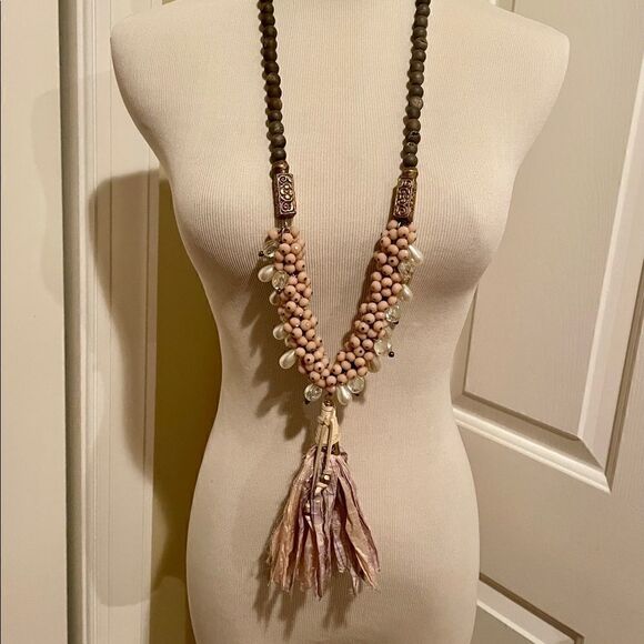 Boho Tassel Necklace Beaded Statement - Picture 1 of 4